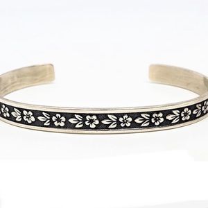 Ed Levin Sterling Floral Cuff Bracelet